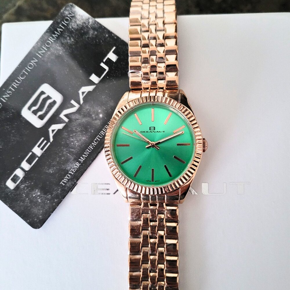 Oceanaut Women's OC7412 Rose Gold Green Dial Dress Watch